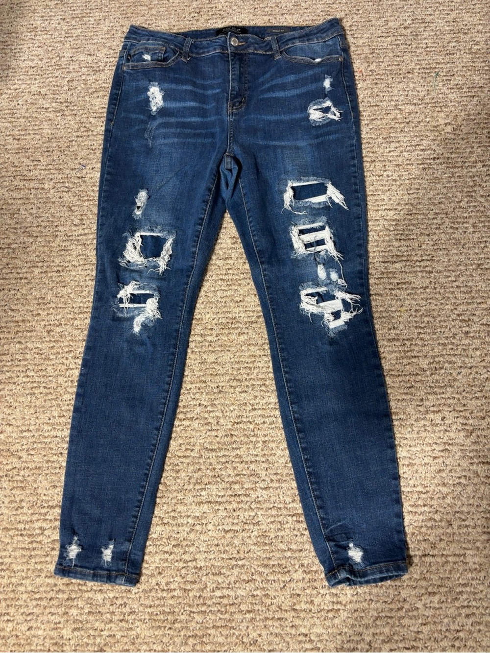Judy Blue Distressed Dark Blue Skinny Jeans - 0091
